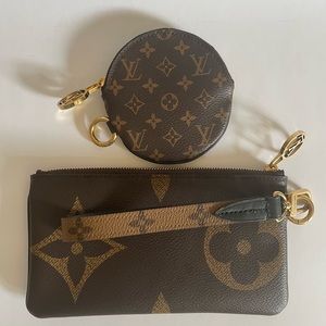 Louis Vuitton Giant Reverse Monogram Zip Wallet, Mini Coin Purse, and Key Strap